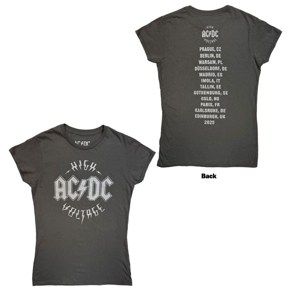 AC/DC - Silver High Voltage EU Tour '25 Damen TShirt - Grau